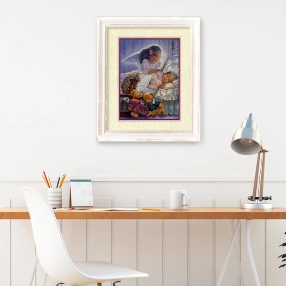 Vintage Art Print Angel with Child, Teddy Bears, Nursery room art print! cottage - Picture 4 of 5